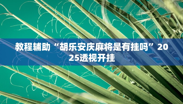 教程辅助“胡乐安庆麻将是有挂吗”2025透视开挂