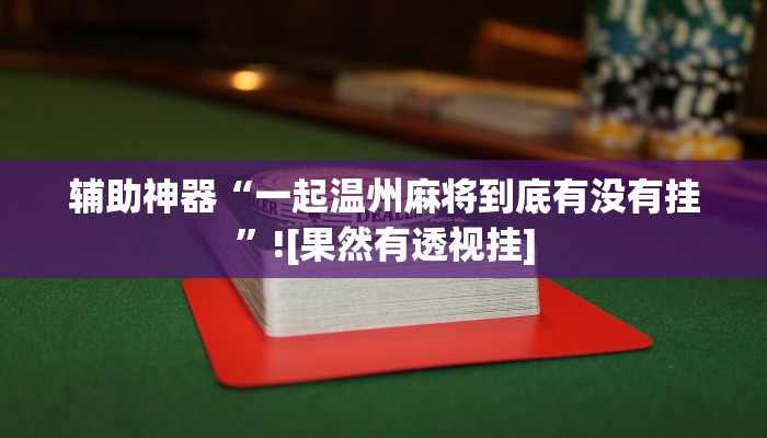 辅助神器“一起温州麻将到底有没有挂”![果然有透视挂]