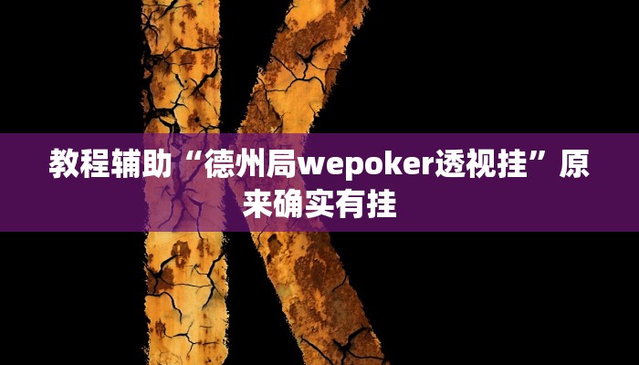 教程辅助“德州局wepoker透视挂”原来确实有挂